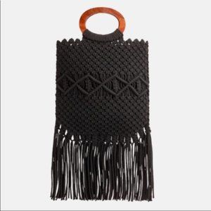 Danielle Nicole Black Fringe Hobo Handbag